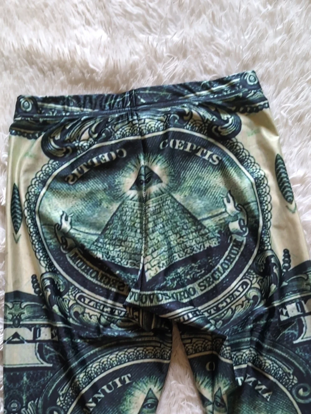 Blackmilk Old School The Dollar Green Illuminati Themed Leggings Size Large - Picture 7 of 13